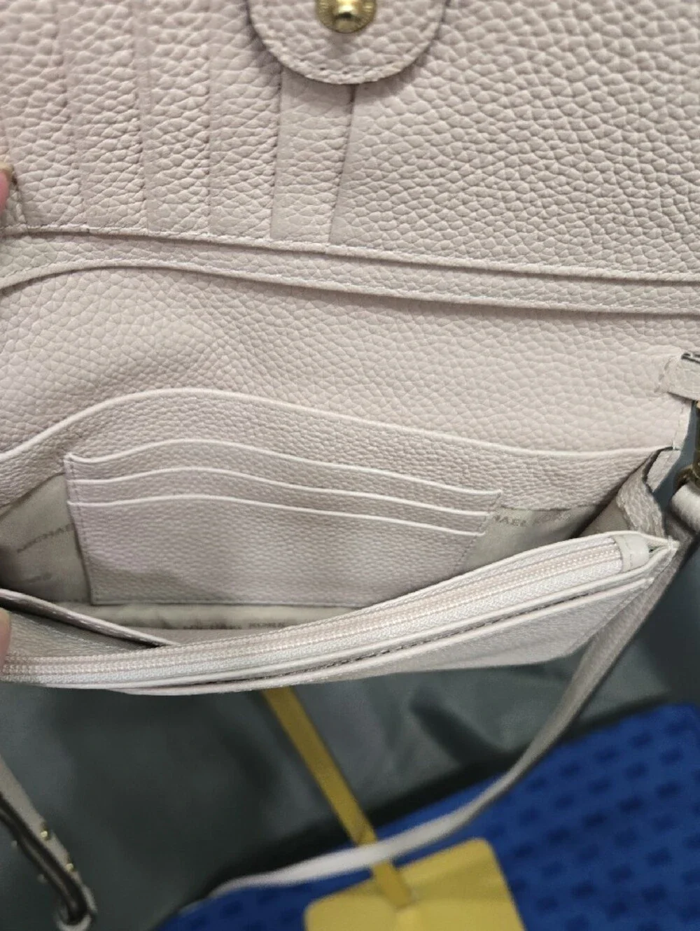 NWOT Michael Kors Blush Pebbled Leather Crossbody with Gold MK Accent